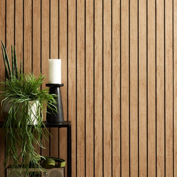 Dunelm Wooden Panel Natural Wallpaper - Image 5