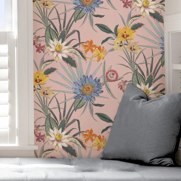 NuWallpaper Nu Wall Self Adhesive Tropical Floral Pink Wallpaper - Image 5