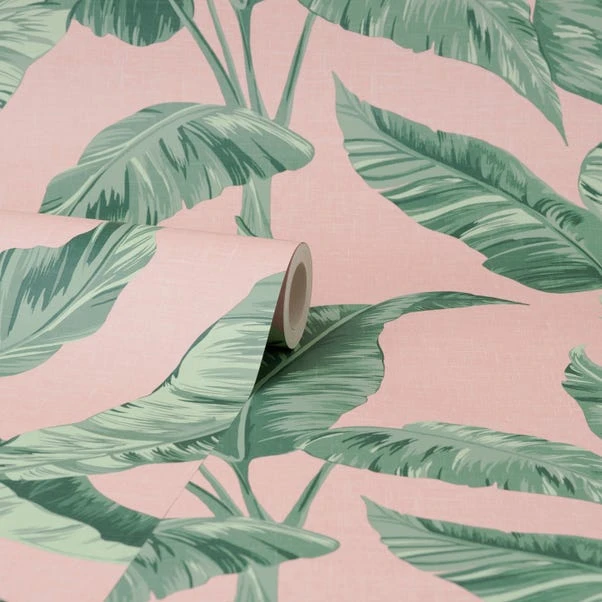 Dunelm Banana Leaf Pink Wallpaper - Image 3
