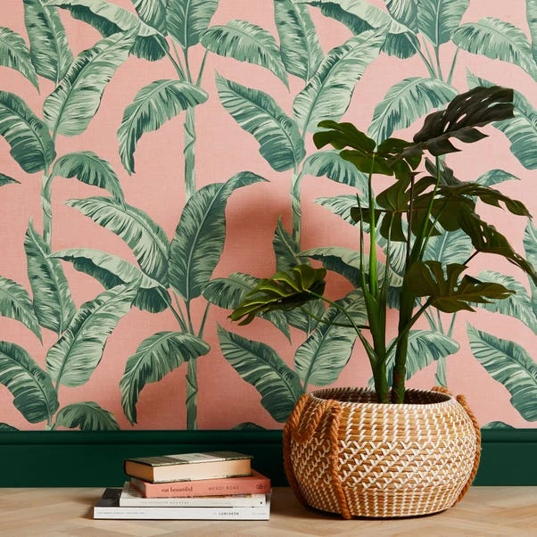 Dunelm Banana Leaf Pink Wallpaper - Image 4