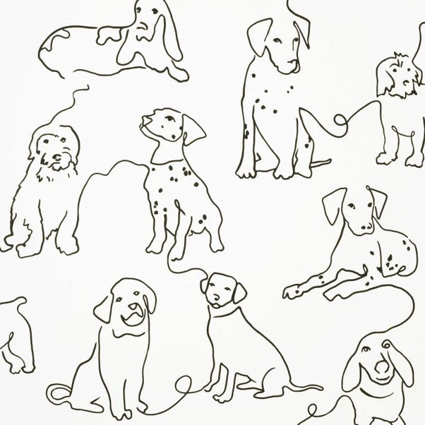 Dunelm Linear Dogs White Wallpaper 4 Dunelm Linear Dogs White Wallpaper - Image 2