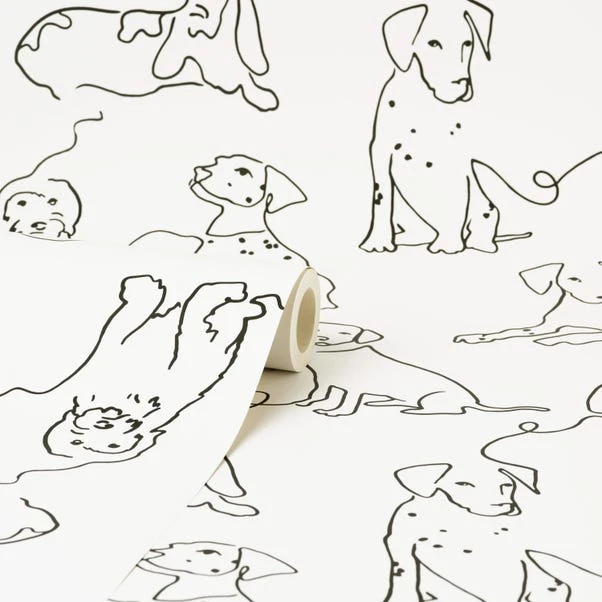 Dunelm Linear Dogs White Wallpaper 5 Dunelm Linear Dogs White Wallpaper - Image 3