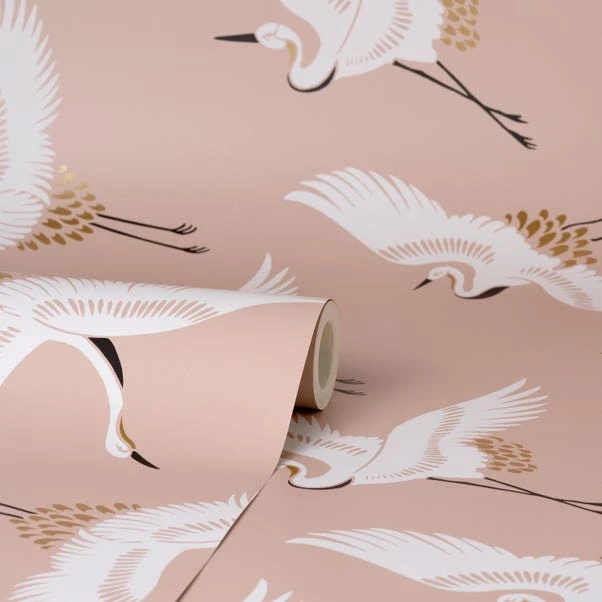 Dunelm Flying Cranes Blush Wallpaper - Image 3