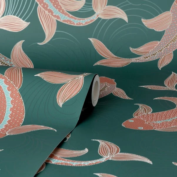 Dunelm Decorative Fish Peacock Wallpaper - Image 3