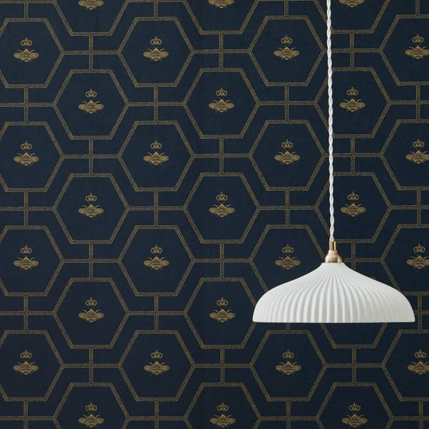 Dorma Heritage Bee Navy Wallpaper - Image 4