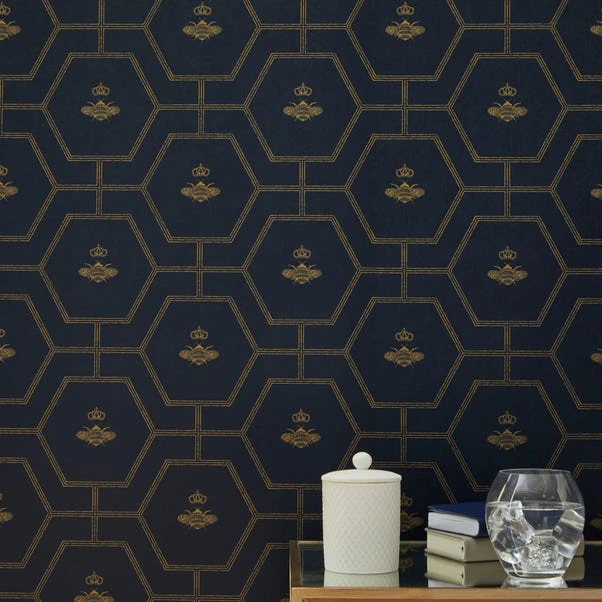 Dorma Heritage Bee Navy Wallpaper - Image 5