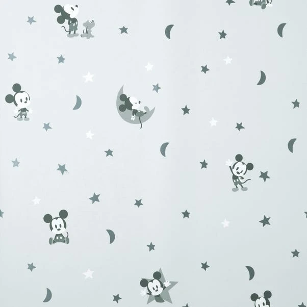 Disney Mickey Mouse Stars And Moon Grey Wallpaper - Image 2
