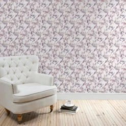 Dunelm Honesty Mauve Floral Wallpaper