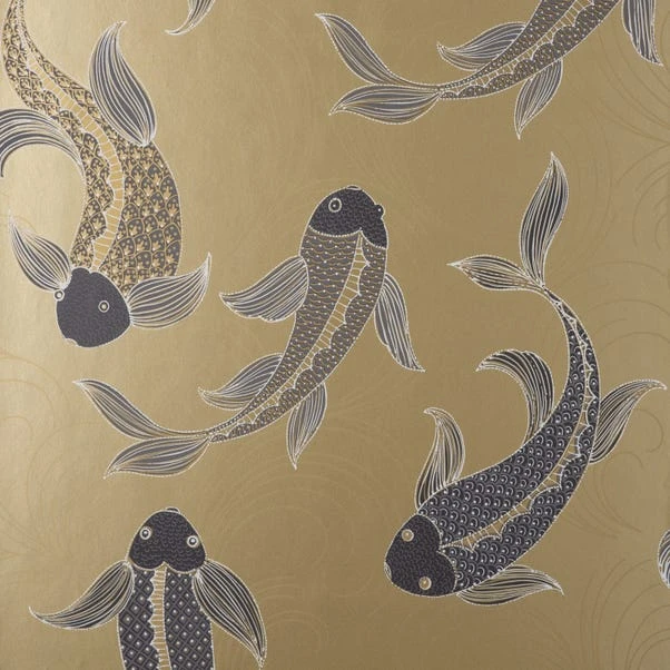 Dunelm Decorative Fish Gold Wallpaper - Image 2