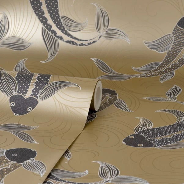 Dunelm Decorative Fish Gold Wallpaper - Image 3