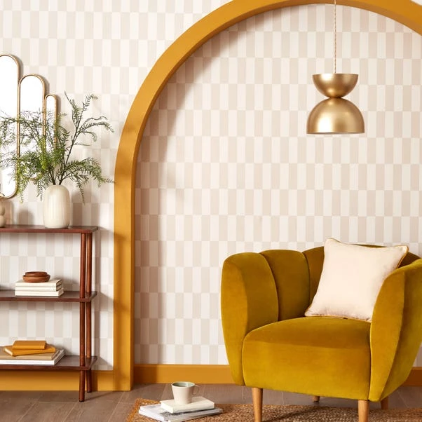 Dunelm Checkerboard Natural Wallpaper