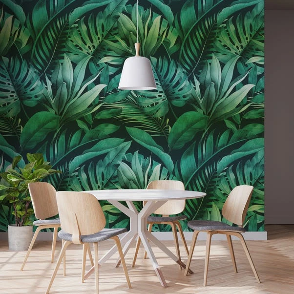 Dunelm Tropical Leaves Green Mural