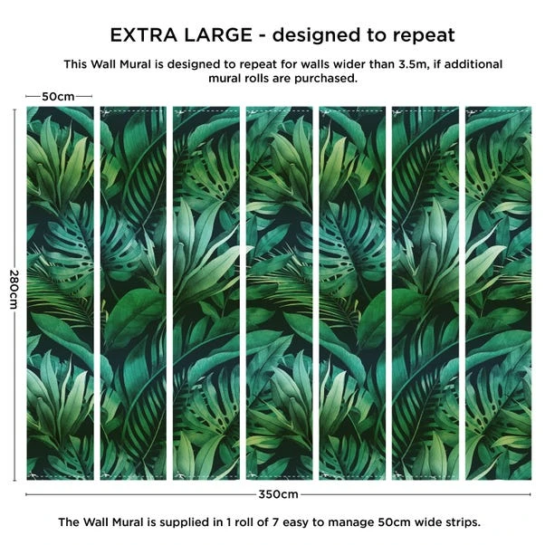 Dunelm Tropical Leaves Green Mural - Image 2
