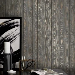 Dunelm Metallic Wood Wallpaper