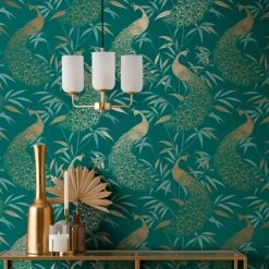 Dunelm Luxe Peacock Wallpaper