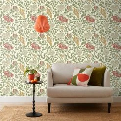 Arts And Crafts Botanical Cream Wallpaper