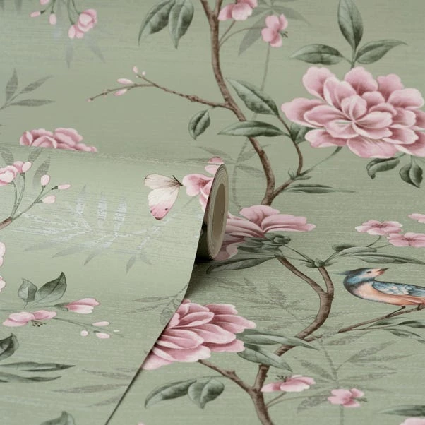 Crown Wallpaper Akina Floral Sage Wallpaper - Image 5
