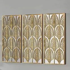 Pacific Lifestyle Rectangular Gold Metal Mirrored Wall Art