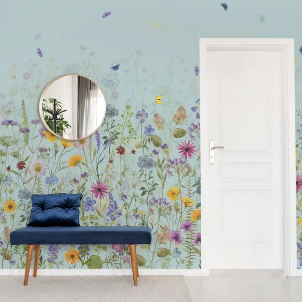 Dunelm Spring Flowers Duckegg Blue Mural - Image 2