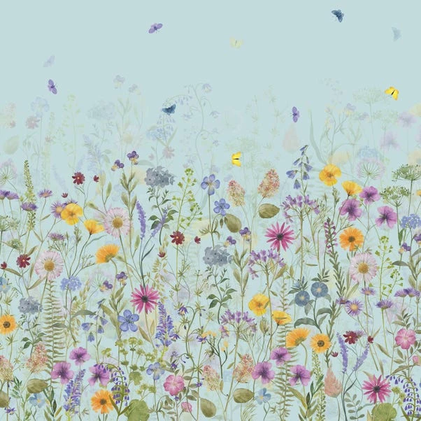 Dunelm Spring Flowers Duckegg Blue Mural - Image 3