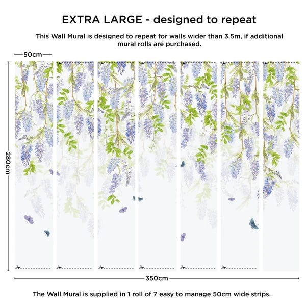Dunelm Whispering Wisteria Blue Mural 6 Dunelm Whispering Wisteria Blue Mural - Image 4