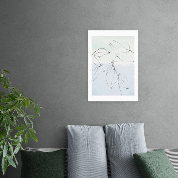 East End Prints Leaves On Pastel Blue & Mint Print