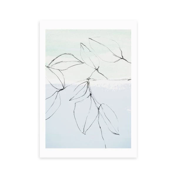 East End Prints Leaves On Pastel Blue & Mint Print - Image 2