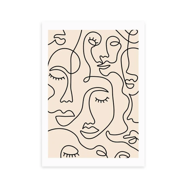 East End Prints Single Line Faces Print 4 East End Prints Single Line Faces Print - Image 2