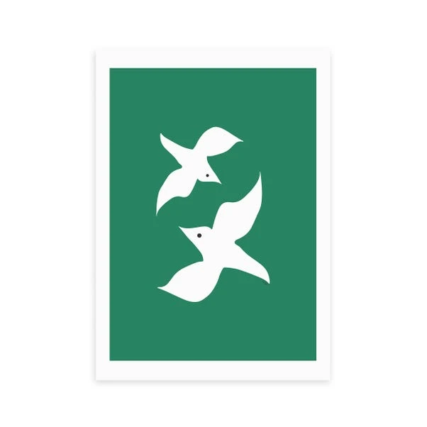 East End Prints Love Birds In Green Print - Image 2