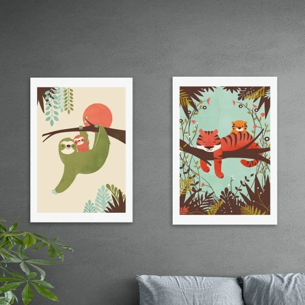 Set Of 2 East End Prints Sloth & Tiger Prints