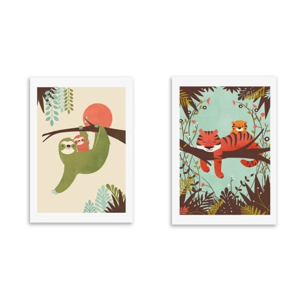 Set Of 2 East End Prints Sloth & Tiger Prints - Image 2