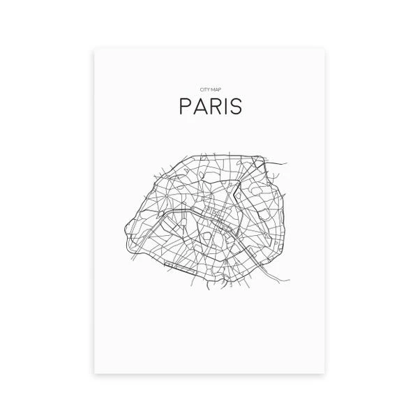 East End Prints City Map Paris Print 3 East End Prints City Map Paris Print