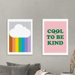 Set Of 2 East End Prints Rainbow & Kind Prints