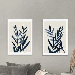 Set Of 2 East End Prints Blue Plant Prints