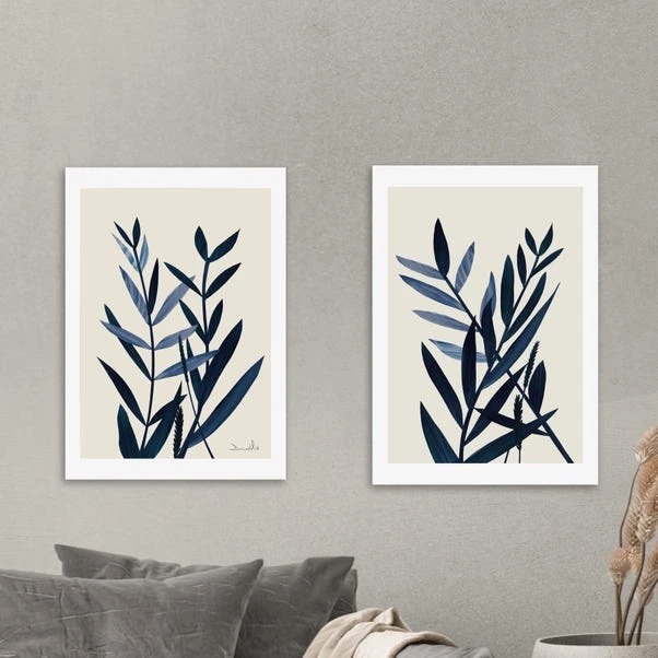 Set Of 2 East End Prints Blue Plant Prints 3 Set Of 2 East End Prints Blue Plant Prints