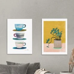 Set Of 2 East End Prints Cups & Plant Prints
