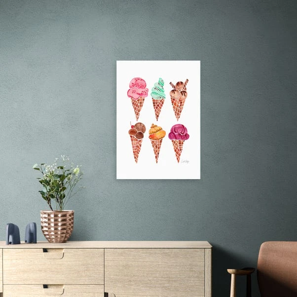 East End Prints Rainbow Ice Cream Cones Print